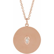 14K .05 CT Natural Diamond Disc Necklace 16-18"