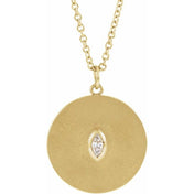 14K .05 CT Natural Diamond Disc Necklace 16-18"