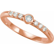 14K Rose Natural Blue Sheen Moonstone & 1/6 CTW Natural Diamond Stackable Ring