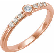 14K Rose Natural Blue Sheen Moonstone & 1/6 CTW Natural Diamond Stackable Ring