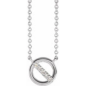 Sterling Silver .03 CTW Natural Diamond Circle 16" Necklace
