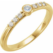 14K Yellow Natural Blue Sheen Moonstone & 1/6 CTW Natural Diamond Stackable Ring