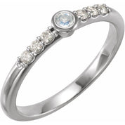 Platinum Natural Blue Sheen Moonstone & 1/6 CTW Natural Diamond Stackable Ring