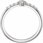 14K White Natural Blue Sheen Moonstone & 1/6 CTW Natural Diamond Stackable Ring