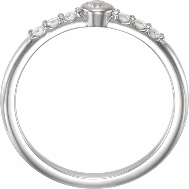 Platinum Natural Blue Sheen Moonstone & 1/6 CTW Natural Diamond Stackable Ring