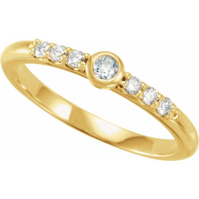 14K Yellow Natural Blue Sheen Moonstone & 1/6 CTW Natural Diamond Stackable Ring