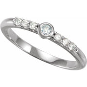 Platinum Natural Blue Sheen Moonstone & 1/6 CTW Natural Diamond Stackable Ring