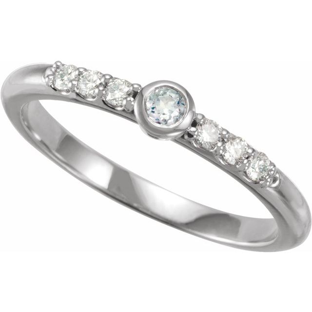 Platinum Natural Blue Sheen Moonstone & 1/6 CTW Natural Diamond Stackable Ring