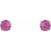 14K White 5 mm Natural Pink Sapphire Stud Earrings