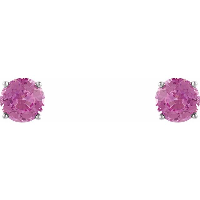 14K White 5 mm Natural Pink Sapphire Stud Earrings