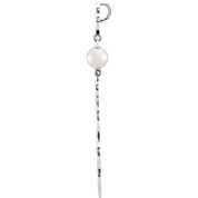 14K White Cultured Akoya Pearl Fleur-de-lis Scroll Pendant