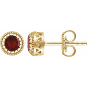 14K Yellow Natural Garnet Stud Earrings