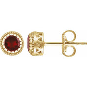 14K Yellow Natural Garnet Stud Earrings