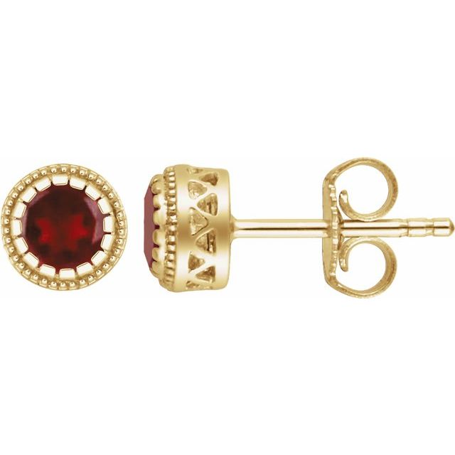 14K Yellow Natural Garnet Stud Earrings