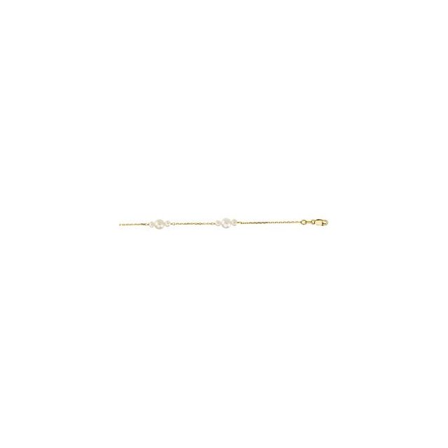 14K Yellow Cultured White Freshwater Pearl 17" Necklace