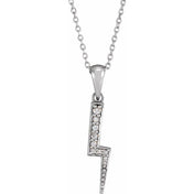 Sterling Silver .08 CTW Natural Diamond Lightning Bolt 16-18" Necklace