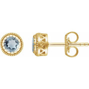 14K Yellow Natural Aquamarine Stud Earrings