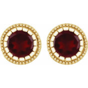 14K Yellow Natural Garnet Stud Earrings