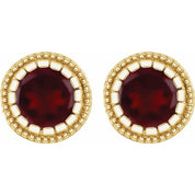 14K Yellow Natural Garnet Stud Earrings