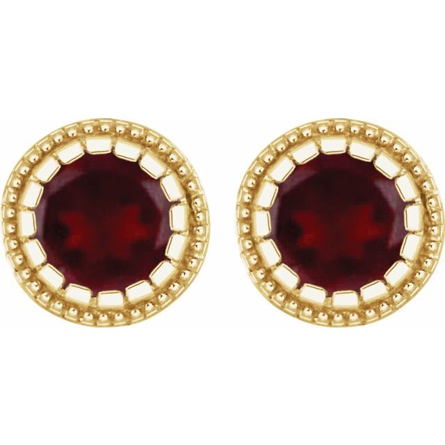 14K Yellow Natural Garnet Stud Earrings
