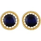 14K Yellow Natural Blue Sapphire Stud Earrings