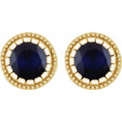 14K Yellow Natural Blue Sapphire Stud Earrings