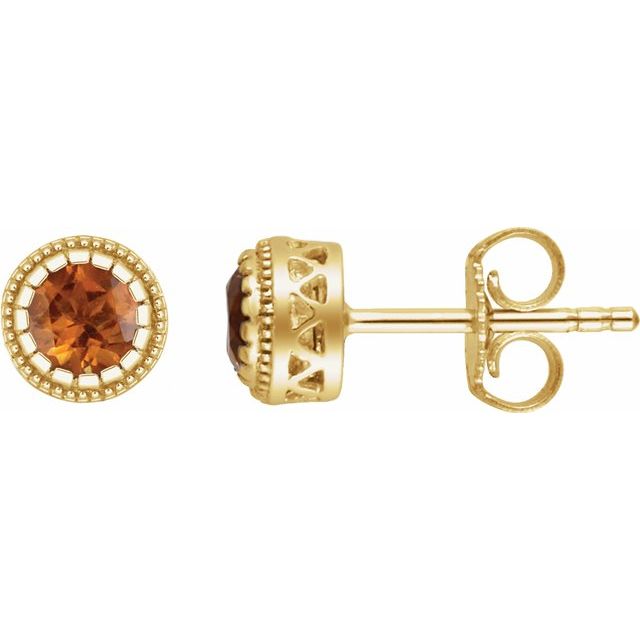 14K Yellow Natural Citrine Stud Earrings
