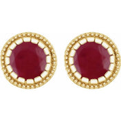 14K Yellow Natural Ruby Stud Earrings