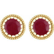 14K Yellow Natural Ruby Stud Earrings