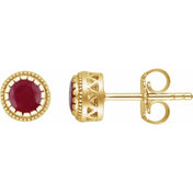 14K Yellow Natural Ruby Stud Earrings