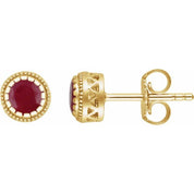 14K Yellow Natural Ruby Stud Earrings