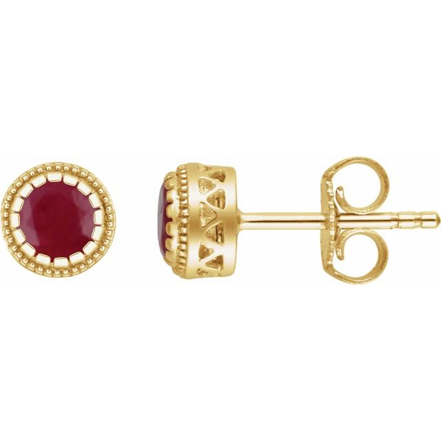 14K Yellow Natural Ruby Stud Earrings