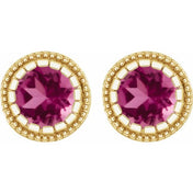 14K Yellow Natural Pink Tourmaline Stud Earrings