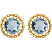 14K Yellow Natural Aquamarine Stud Earrings