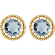 14K Yellow Natural Aquamarine Stud Earrings