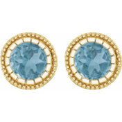14K Yellow Natural Swiss Blue Topaz Stud Earrings