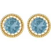 14K Yellow Natural Swiss Blue Topaz Stud Earrings