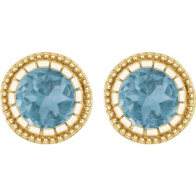 14K Yellow Natural Swiss Blue Topaz Stud Earrings