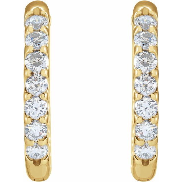 14K Yellow 1 1/8 CTW Natural Diamond Inside-Outside Hinged 18.5 mm Hoop Earrings