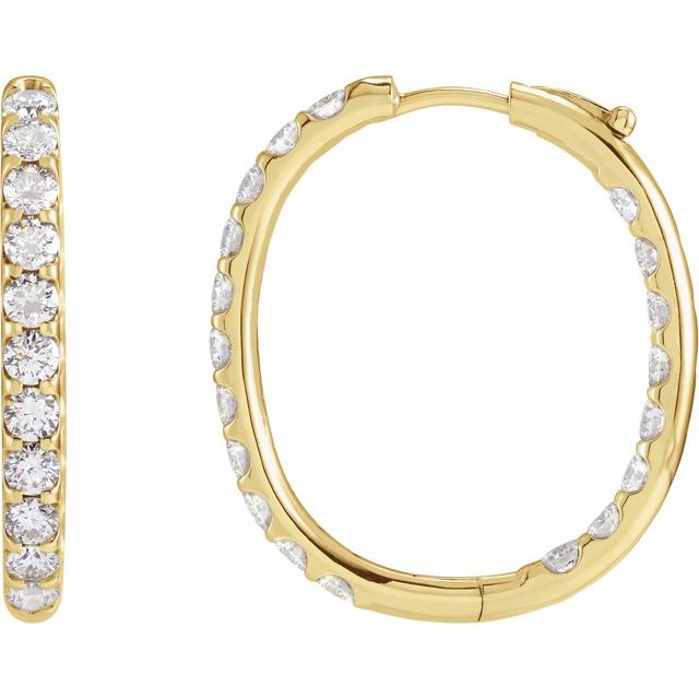 14K Yellow 3 CTW Natural Diamond Inside-Outside Hinged 28.3 mm Hoop Earrings