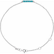 14K White Natural Turquoise Bar 6 1/2-7 1/2" Bracelet