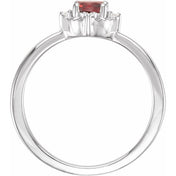 Sterling Silver Natural Mozambique Garnet & .04 CTW Natural Diamond Halo-Style Ring