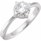 14K White Lab-Grown White Sapphire & .04 CTW Natural Diamond Halo-Style Ring