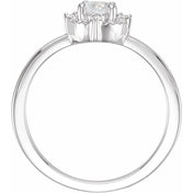 Sterling Silver Lab-Grown White Sapphire & .04 CTW Diamond Halo-Style Ring Size 6