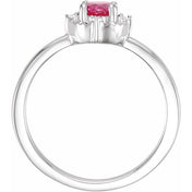 Sterling Silver Lab-Grown Ruby & .04 CTW Natural Diamond Halo-Style Ring