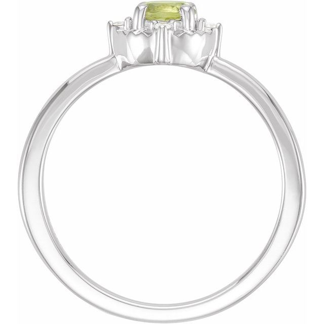 14K White Natural Peridot & .04 CTW Natural Diamond Halo-Style Ring