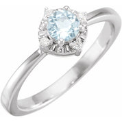 Sterling Silver Natural Sky Blue Topaz & .04 CTW Natural Diamond Halo-Style Ring