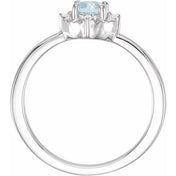 Sterling Silver Natural Sky Blue Topaz & .04 CTW Natural Diamond Halo-Style Ring