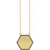 14K 1/10 CTW Natural Black Diamond Hexagon 18" Necklace
