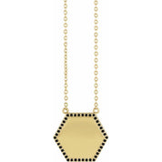 14K 1/10 CTW Natural Black Diamond Hexagon 16" Necklace